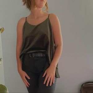 Forest green velvety top
